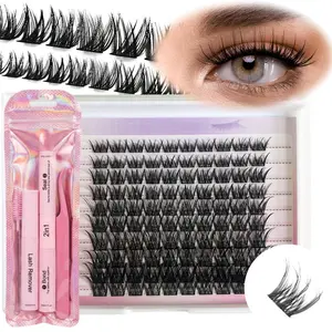 100pcs Dense Volume Lash Clusters, Fluffy Volume C Curl Individual Lashes 8-16mm Reusable DIY Segmented Lash Clusters for DIY Eyelash Extensions, Natural Fluffy C Curl Lashes for Daily & Party Makeup Cosmetic