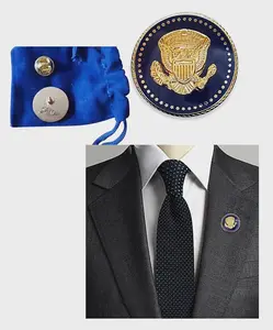 President George W Bush Signature Blue Cobalt 24k Gold Plated Presidential Lapel Pin