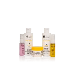 Keratin Travel Treatment Kit 5pc – Anti-Frizz, Heat Protection, Deep Hydration & Shine | Mini Keratin Hair Care Set with Bag – Kashia Beauty