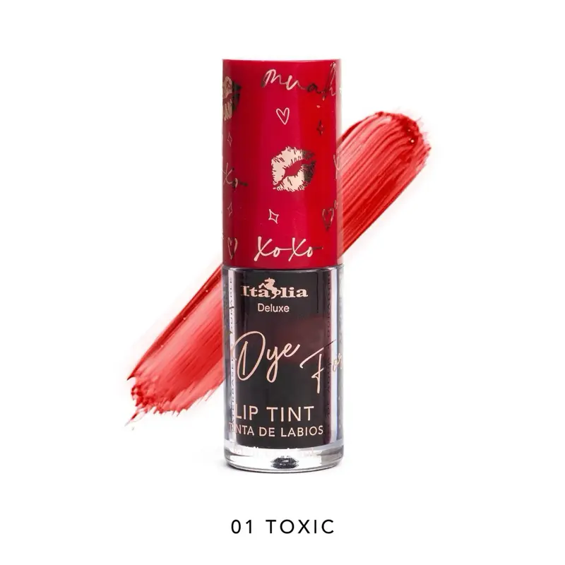 Italia Deluxe To Dye For Waterproof Lip Tint - Long Lasting Bold Color, Water-Based Formula, Lightweight Wear, High Pigment, Glossy Finish, Toxic Shade