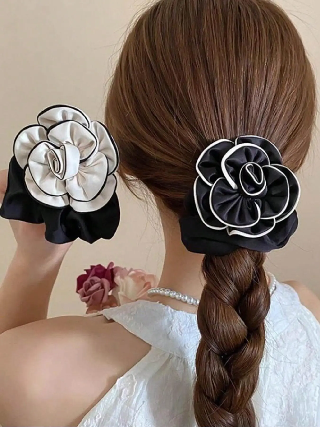 ?2 CRYSTAL CAMELLIA HAIR SCRUNCHIES Amazon.com : Lawie 8 Pack Colorful Handmade Camellia Flower  main image 3