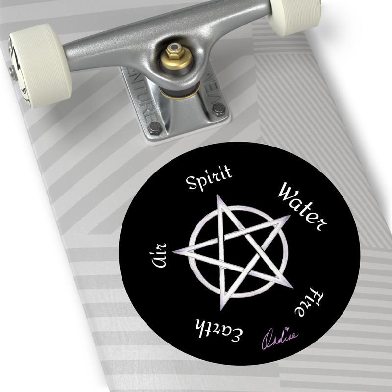 Elements Pentagram Round Vinyl Stickers - Original Design with Unique Patterns and Color Variations Circle Decor