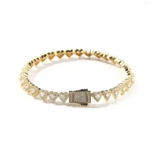 ICE HUE Cluster Heart Tennis Bracelet with Decorative Stones and Center Stone