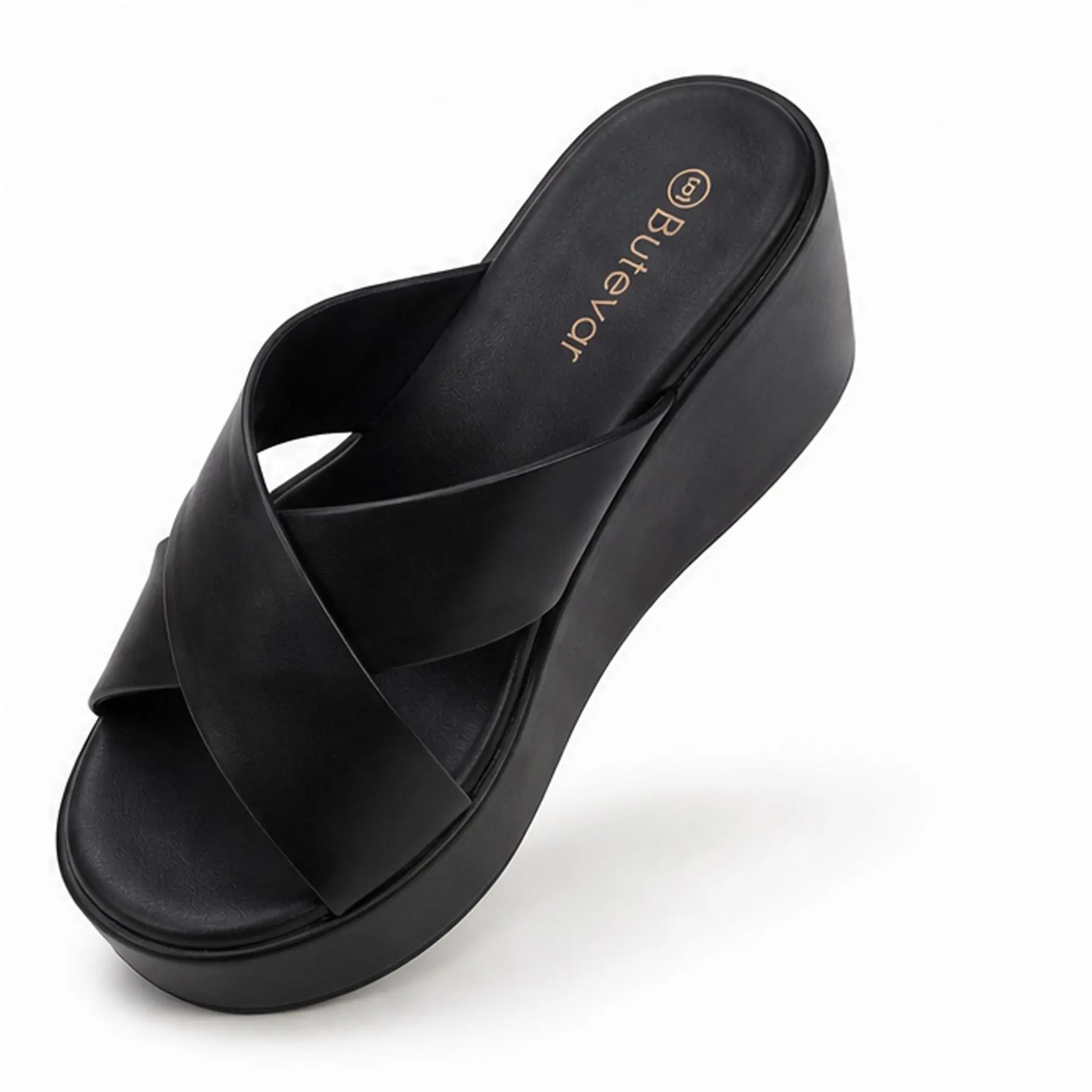 Butevar Women's Criss-Cross Wedge Platform Sandals-Summer Beach Heels, Comfortable Open Toe Slip on Flatform Sandals Casual Walking Shoes - Summer Sandals For Women