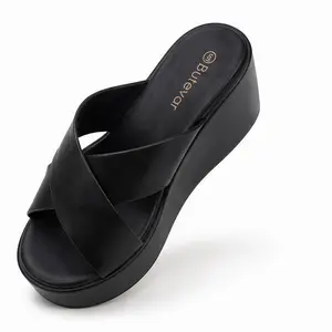 Butevar Women's Criss-Cross Wedge Platform Sandals-Summer Beach Heels, Comfortable Open Toe Slip on Flatform Sandals Casual Walking Shoes - Summer Sandals For Women