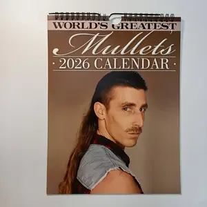 2026 Vintage 80s Mullets Calendar, Retro Hair Chart with Daily Male Model Photos, Wall Planner for Men's Room, Office Decor, Birthday/Christmas Gift for Mullet Lovers, January to December Haircut Collection, Party Decor, Office Stationery Supplies
