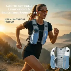 Lightweight Running Vest Backpack with Water Bottle Holder, Adjustable Reflective Hydration Vest for Running, Hiking, Cycling Outdoor Sports