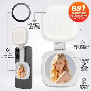 Magnetic LED Selfie Ring Light for Phone, 360° Fill Light with MagSafe, Rechargeable Clip-On Light with Mirror & Stand for Makeup, Live Streaming & Video Calls #SummerVibes