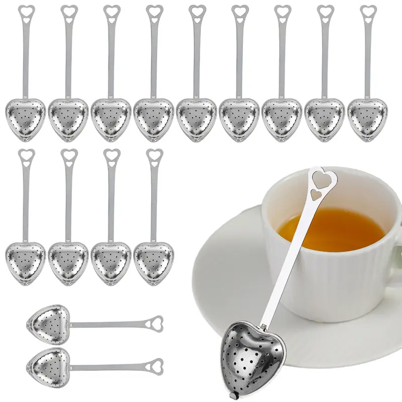 15pcs Stainless Steel Heart-Shaped Tea Infuser Strainers Set - Tea Making Tool for Loose Leaf, Herbal, Spice Infusions, Ideal for Kitchen Use, Festive Gifting