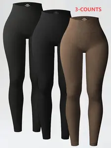 Women's High-Waisted Yoga Training Pants, Sporty Tight-Fit Woven Fabric, Fall & Winter Gym Wear, Durable Comfortable Design, High Stretch Leggings, Fitness Bottoms