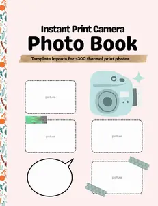 Instant Print Camera Photo Book: Template layouts, holds >300 thermal print photos, kids gift journal scrapbook