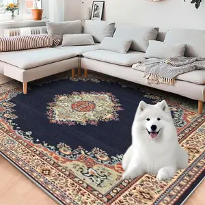 Vintage Reusable Pet Mat, Washable Cat Dog Floor Pad, Non-Slip Training Pup Mat, Polyester Fiber Pet Accessories