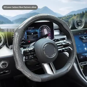Carbon Fiber Pattern General Three-dimensional Steering Wheel Cover Ultra-thin Fit Anti-skid Assist Card Easy Install Comfortable Wear Super Feel