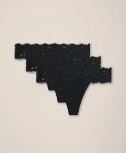 Women's Lace Waist Thong 3-Pack