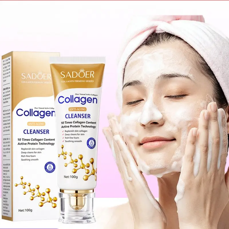 Collagen Gentle Facial Cleanser, Moisturizing Facial Cleanser, Facial Wash, Facial Cleansing Product, Deep Cleansing, Deep Pore Cleaning, Hydrating & Non-Drying Firming Collagen Skincare Kit | 6-Step Anti-Aging Routine (Cleanser, Toner, Lotion, Cream)
