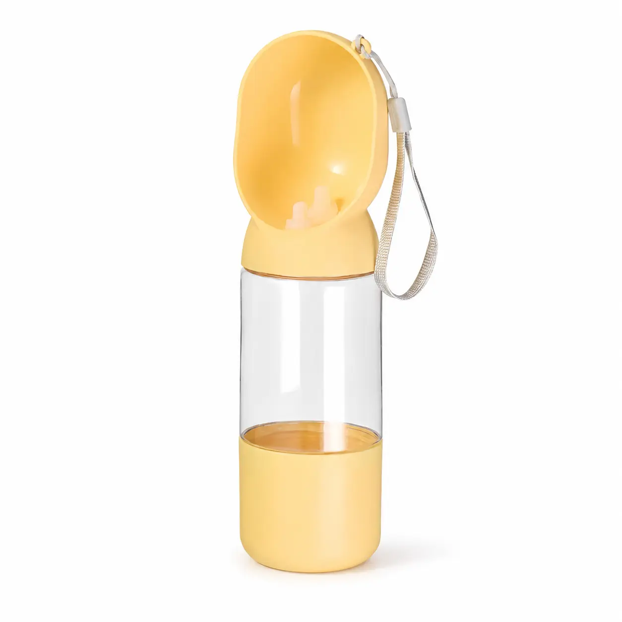 2-in-1 Portable Dog Water Bottle with Food Storage, 350ml Travel Pet Water Dispenser & 200g Treat Container for Dogs and Cats, Leakproof Walking Bottle for Outdoor Hiking Trips