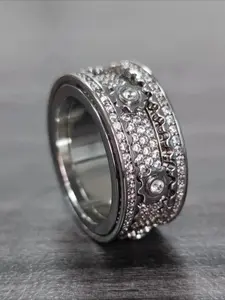 Metal Round Full Star Rotatable Gear Adjustable Ring, Suitable for Banquets and Gift-giving, Christmas and Thanksgiving Gifts