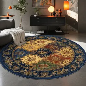 Velvet round pattern printed carpet, Decorative Area Rug, suitable for multiple scenarios, available in multiple sizes, soft and non-shedding.
