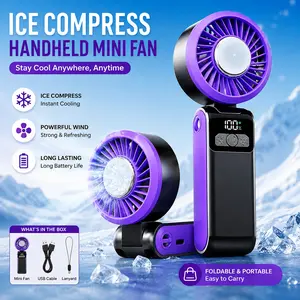 Ice fan Portable Handheld High Speed Fan 100 Adjustable Levels Foldable for Summer Travel Vacation