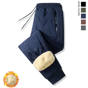 Winter Essentials - Men's Pocket Zipper Drawstring Winter Trousers, Casual Regular Fit Solid Color Thermal Lined Long Pants, Men's Winter Bottoms