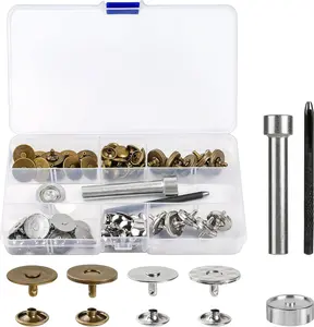 Sopnom 20 Sets 18MM Magnetic Buttons Clasp Snaps Fastener with Install Tool Magnetic round Snaps DIY Craft Buttons Kit for Sewing, Craft, Purses, Bags, Clothes, Leather (Round)