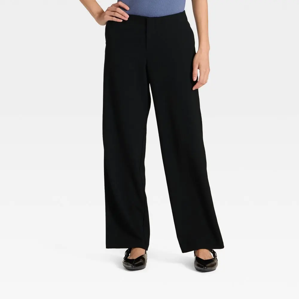 A New Day Women's Low-Rise Wide Leg Bootcut Dress Pants, Spandex, Fabric
