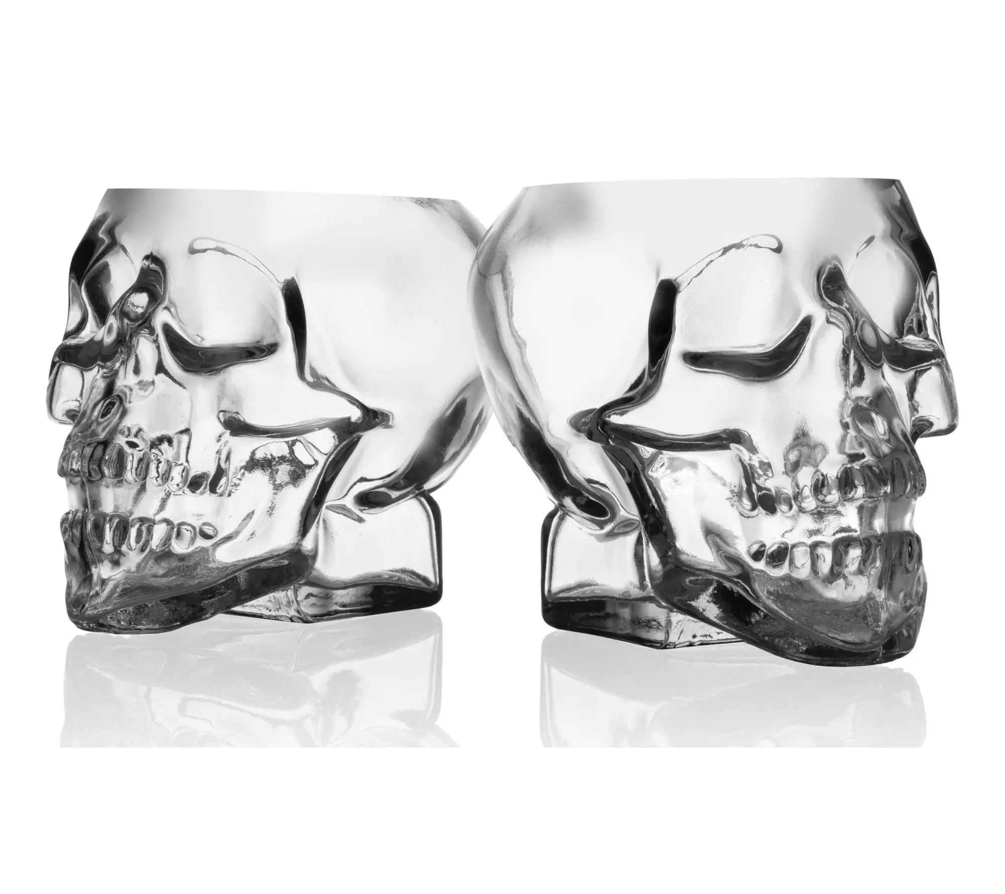 Godinger Grinni ng Skull Double Old Fashion Gl ass Set of 2