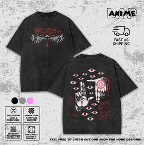 Hellsing Ultimate Alucard Washed Tee, Bird of Hermes Vintage Anime Shirt, Dark Brutalist Graphic T-Shirt, Unisex Acid Wash Streetwear.