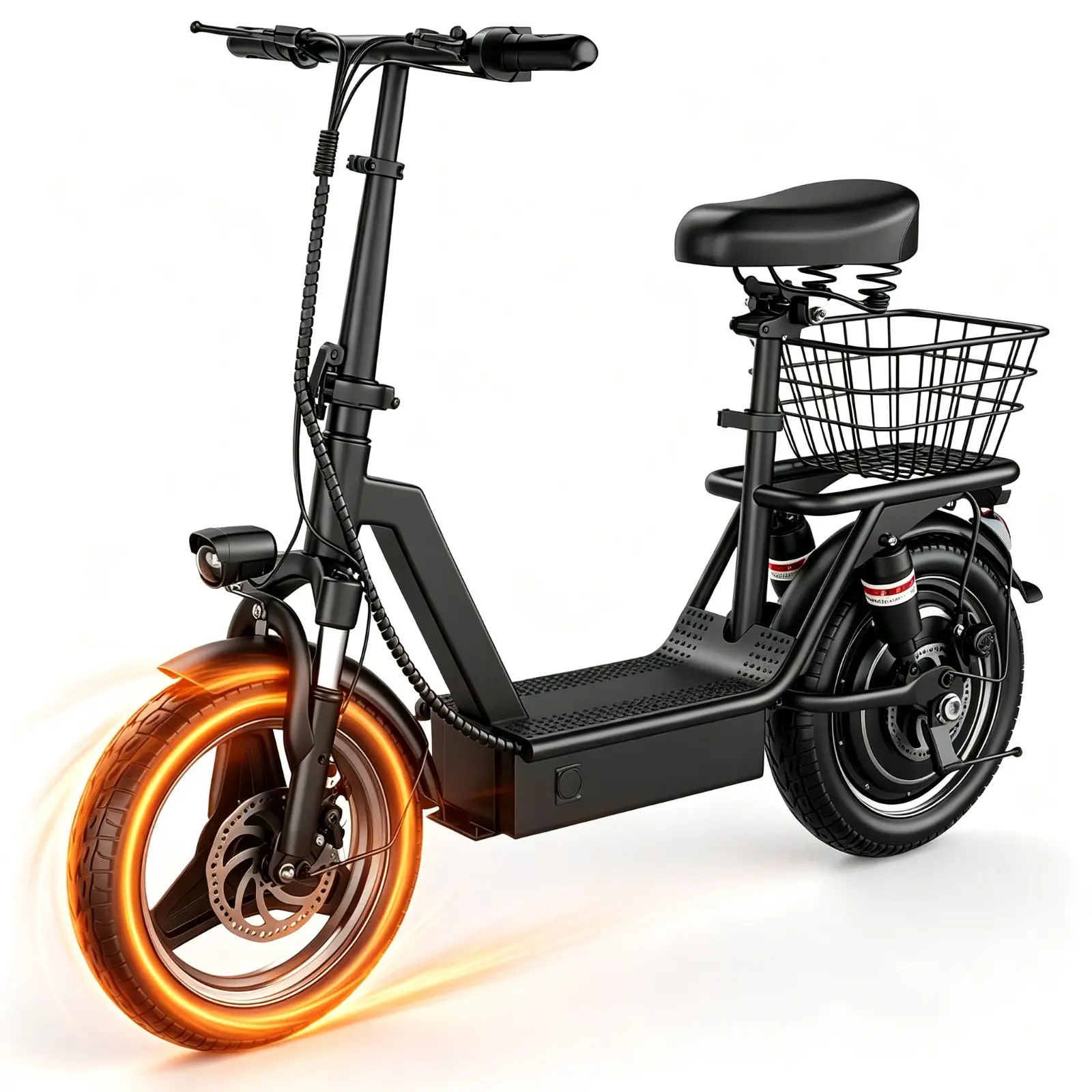 1000W  Peak Power Cargo Basket Foldable Adult E-Scooter ,48V13Ah Battery Delivers 35 Miles Range,25MPH Max Speed Dual Shock Suspension Ideal for Grocery Shopping