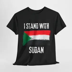 I Stand With Sudan Flag Sudanese Flag T-Shirt Unisex T-Shirt, Short-sleeve, Full Color Menswear Top