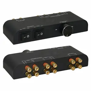 2 Way Speaker Selector Switch Box with Banana Terminals, Independent Volume Control Speaker Splitter for Home Theater, Desktop HiFi & Small Studio Passive Speakers 4-16Ohm 60W Per Channel