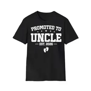 Promoted to Uncle 2026 Soon to Be Uncle Fathers Day T-Shirt Casual Crew Neck, Short Sleeve T-Shirt