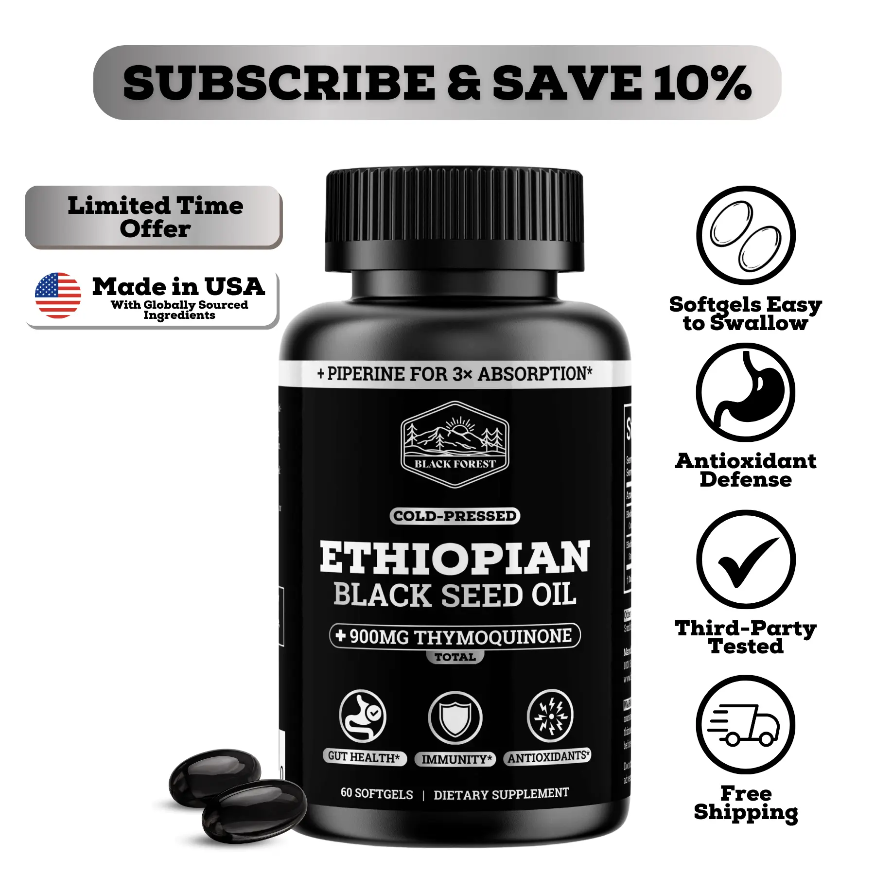 Ethiopian Black Seed Oil 1000MG Softgels
