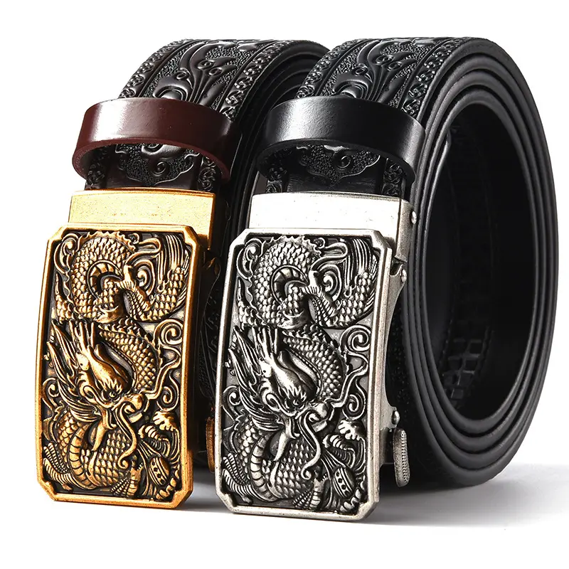 Trendy Daily Men’s Vintage Belt, New Dragon Head Carved Embossed, Classic Versatile Leather Belt Ideal for Daily Wears, Denim Outfits, Layered Styling