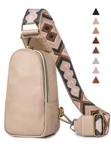 Vintage Soft Leather Crossbody Chest Bag, Boho Wide Shoulder Strap Multi-Layer Casual Single Shoulder Backpack, Unisex Waterproof Commute Travel