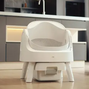 AutoScooper 11 by PetPivot Self Cleaning Cat Litter Box, Open-Top Automatic Litter Box for Multiple Cats with Safety Sensors, Includes Liner Bags and Litter Mat