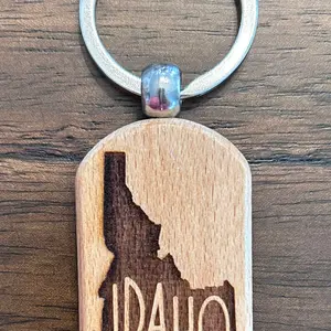 Laser engraved wood keychain