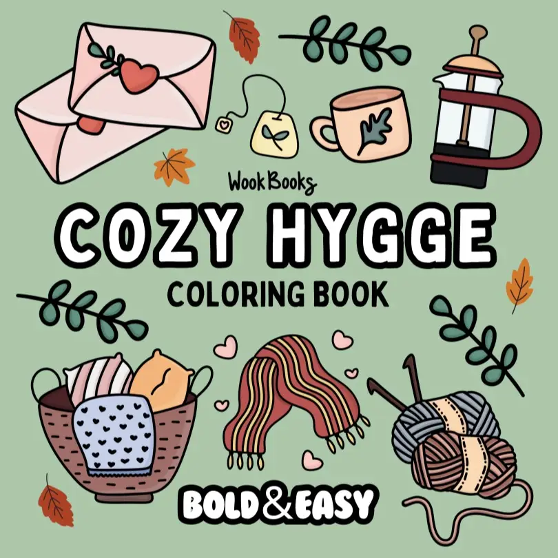 Cozy Hygge Coloring Book & Reusable Protective Sheet by Wook Books