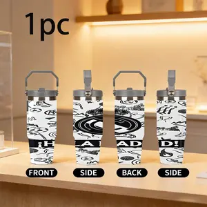 1pc 30oz HALA MADRID,Stainless Steel Tumbler, Water Bottles,Leak-Proof with Lid, Portable, High-quality materials,Suitable for use in gyms, workplaces, outdoor picnics and gatherings,Best gifts for birthdays, Valentine's Day and other holidays