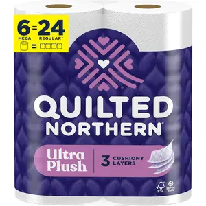 3 Ply Ultra Soft Toilet Paper 6 Mega Rolls Ultra Plush Bathroom Tissue, 24 Regular Rolls Equivalent, Thick Absorbent Toilet Tissue Paper for Household & Daily Use