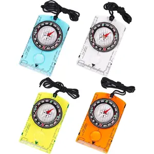 4 Pcs Outdoor Compass with Adjustable Declination,Magnifier,Ruler,Scale.Multifunctional Orienteering Waterproof Compass for Map Reading, Navigation, Hiking