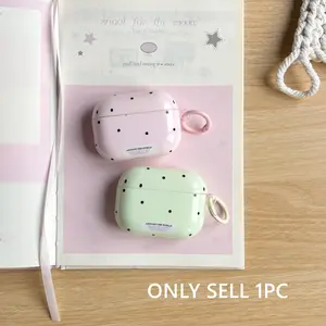 Cute Chic Pink Green Blue Yellow Polka Dots Macarons Solid Color Protective Earphone Case Cover Accessories for AirPods 1 2 3 4 Pro 2 Pro 3