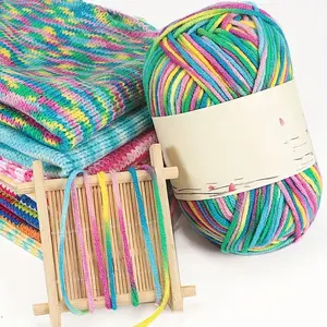 Colorful Crochet Yarn, Variegated Yarn, Chunky Yarn, 3 Counts Multipurpose Crochet Yarn, DIY Knitting Supplies for Hat, Scarf, Jacket, Shawl, Coat