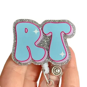 Glitter My Badge Respiratory Therapy badge reel for nurse and hospital workers. Badge clip Badge pull - Retractable swivel clip with a 360 rotation. Great gift for coworker.