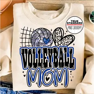 Blue Volleyball Mom Heart Leopard Shirt, Sport Mama Sweatshirt, Tis the Season, Game Day Tee