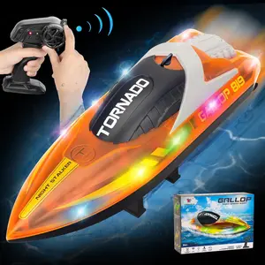 Control Boats for 8-12, 15+ MPH Fast RC Boat with LED Lights, 2.4G RC Electric Speed Boats Pool and Lakes Toys for Kids