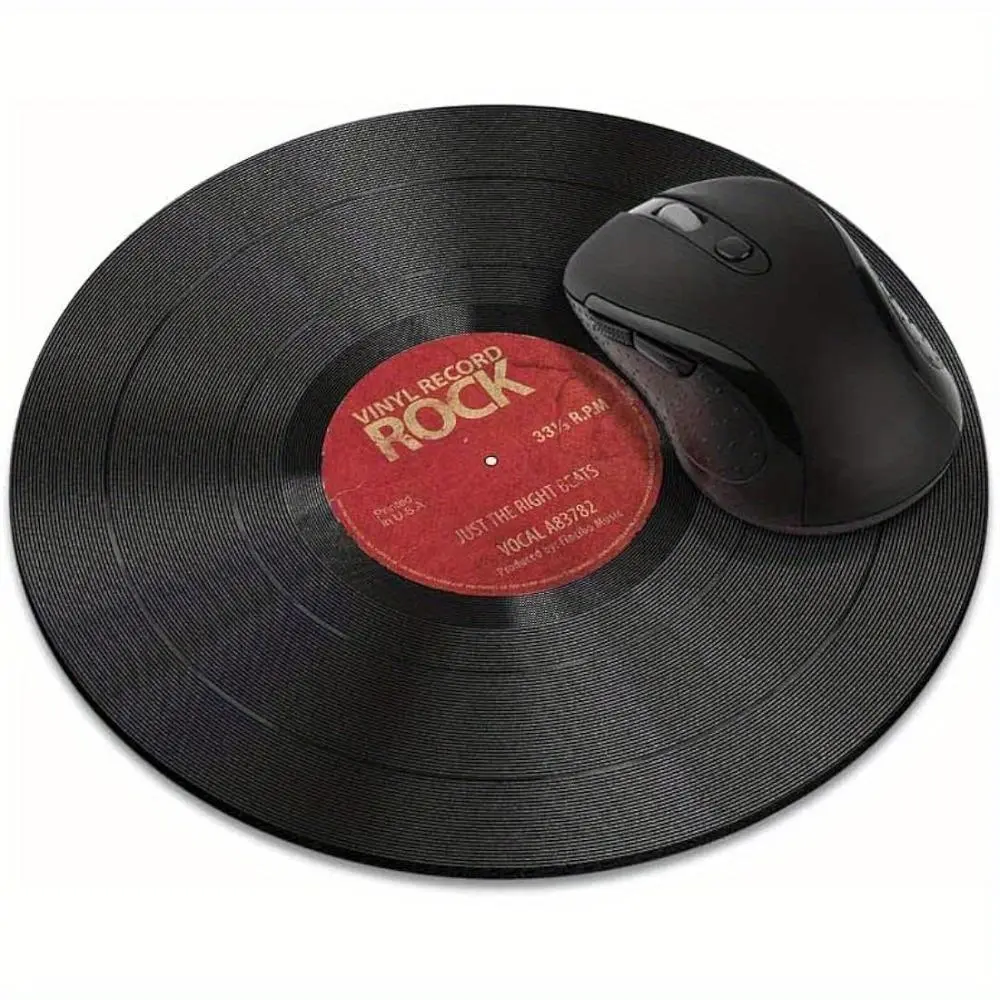 Vintage Vinyl Record Pattern Mouse Pad, Round Small Mouse Pad, Non-slip Rubber Base Mouse Pad, Gaming Mousepad, Office Supplies Office Decor For Home Work Game, Mouse Pad For Laptop, Computer Mouse Pad, Mouse Pads For Desk