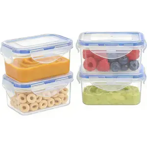 Small  Storage Containers with Airtight , 4-Sided Locking ,   Plastic, Leakproof for Snack, Lunch, Meal Prep, Portion Control & Purees, 6 oz / 0.75 Cup, 8 count Set