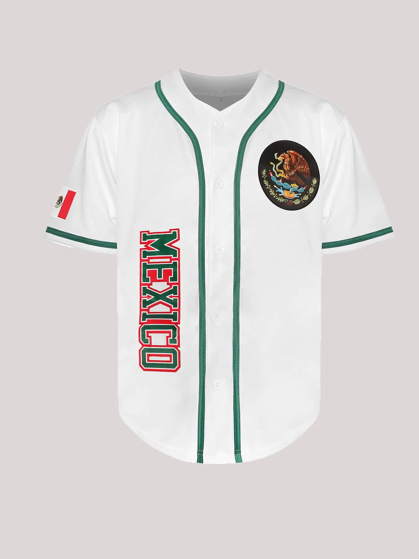 Men's Animal & Letter Print Button Short Sleeve Baseball Jersey, Loose Casual Sport Breathable V Neck T-Shirt, Men's Sport & Outdoor Clothing