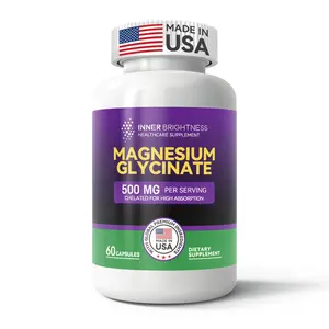 Magnesium Glycinate 500mg Capsules - Only Magnesium Glycinate, Magnesium Supplement for Sleep, Immune & Bone Support and Heart Heal - Non-GMO, Gluten-Free, Gentle on Stomach - 60 Vegetarian Capsules